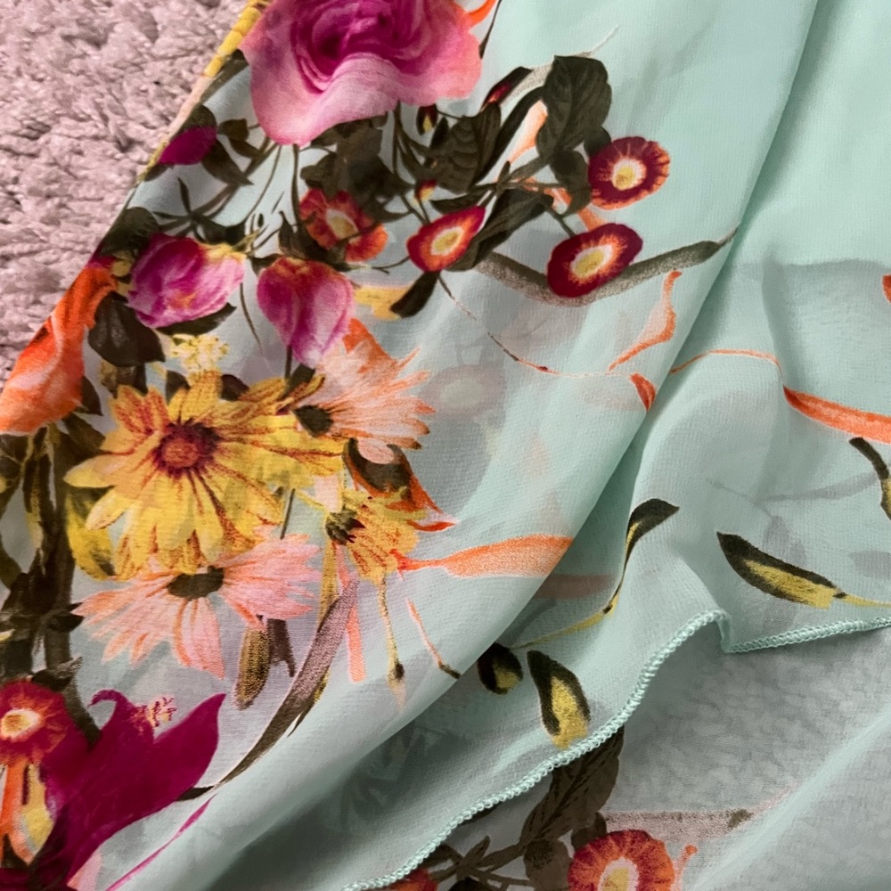 Floral Chiffon Strapless High Low Dress - Picture 2 of 7